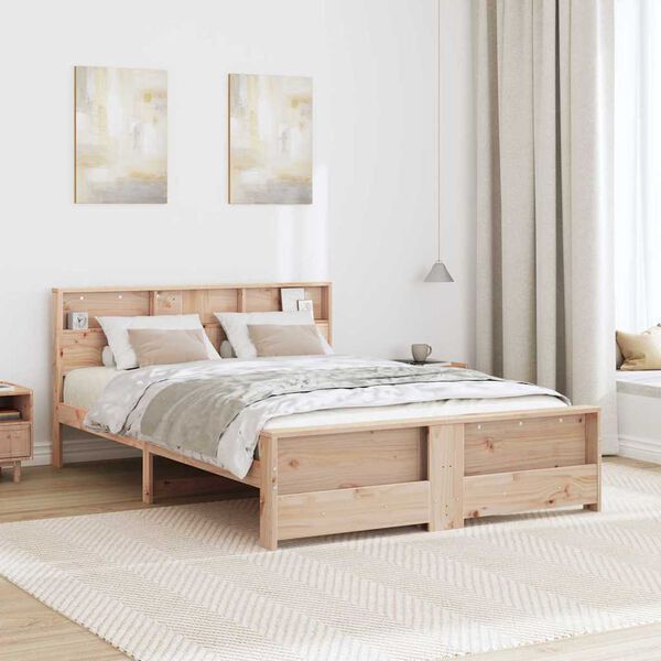 vidaXL Bed Frame with Headboard Brown 140 x 200 cm Engineered Wood