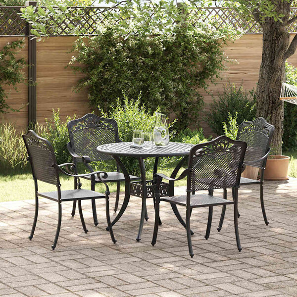 vidaXL Garden Dining Set 5 pcs Black 90 x 90 x 75 cm Cast Aluminium