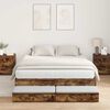 vidaXL Storage Bed Frame with Drawer Smoked Oak 150 cm Engineered Wood