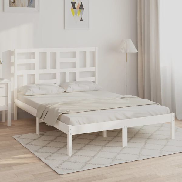 vidaXL Bed Frame without Mattress White Solid Wood 120x200 cm