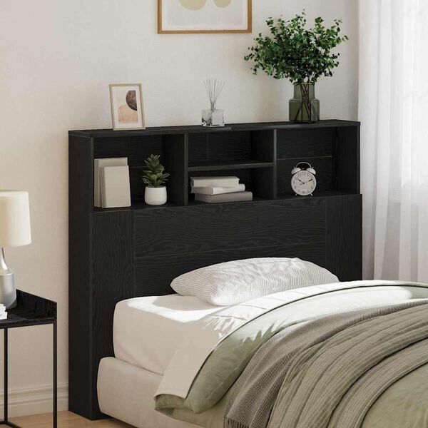 vidaXL Headboard Cabinet Black Oak 120 x 19 x 103.5 cm Engineered Wood