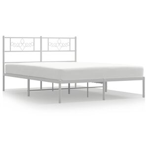 vidaXL Metal Bed Frame without Mattress with Headboard White 140x190cm