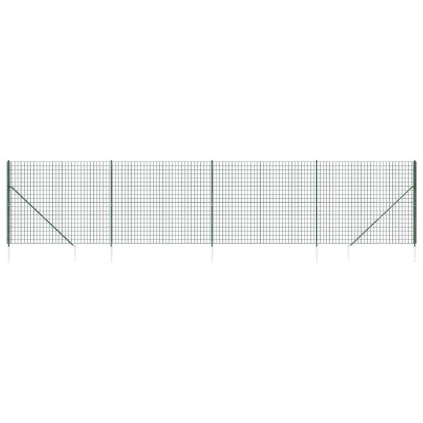 vidaXL Wire Mesh Fence with Spike Anchors Green 2x10 m