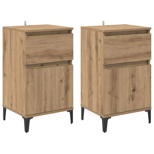 vidaXL Bedside Cabinet with Drawer 2 pcs Artisan Oak 40 x 35 x 70 cm