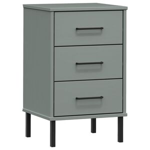 vidaXL Bedside Cabinet with Metal Legs Grey Solid Wood Pine "OSLO