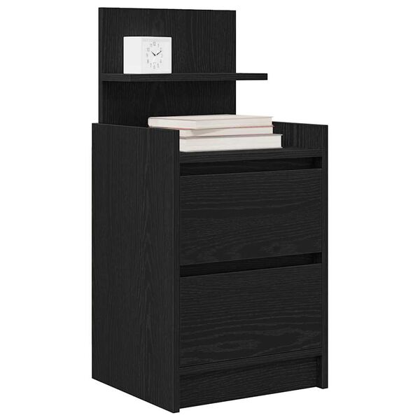 vidaXL Bedside Cabinets with 2 Drawers 2 pcs Black 38x34x80 cm