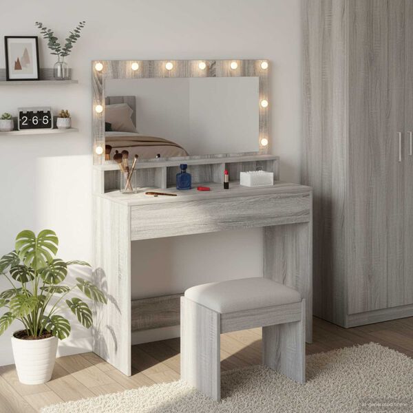 vidaXL Dressing Table Grey Sonoma 100 x 41 x 135 cm Engineered Wood