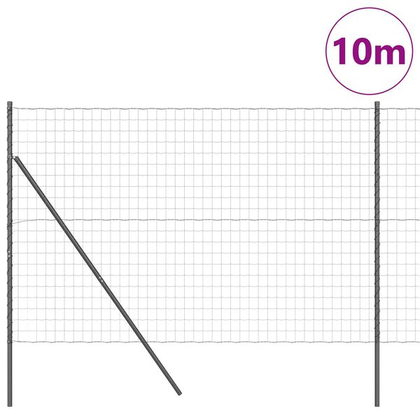 vidaXL Fence with Post Grey 1.5 x 10 m Steel