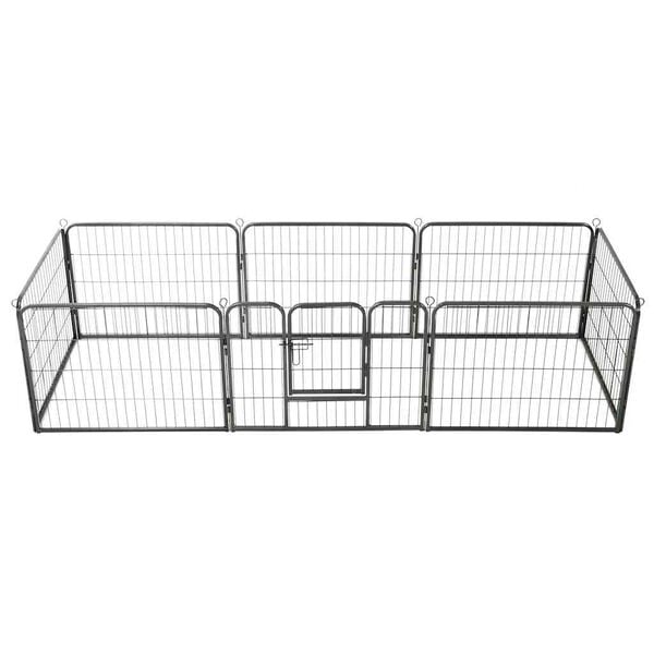 vidaXL Dog Playpen 8 Panels Steel 80x60 cm Black