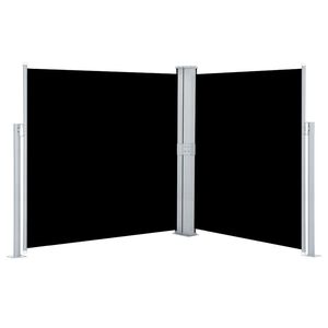 vidaXL Side Awning | Black | Polyester | 140x600 cm | Retractable | Side Awning