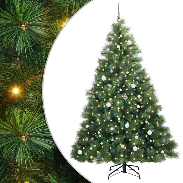 vidaXL Artificial Christmas Tree with 300 LEDs Green 240 cm PE and PVC