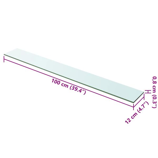 vidaXL Shelf Panel Glass Clear 100x12 cm