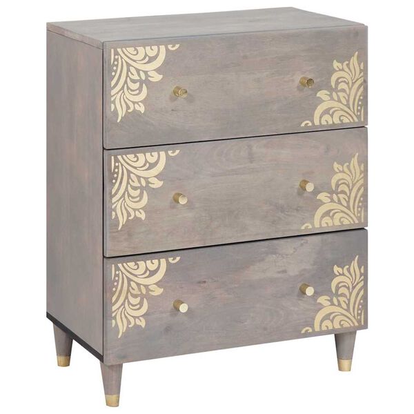 vidaXL Sideboard Grey and Gold 60 x 33 x 75 cm Solid Mango Wood