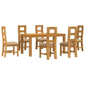 vidaXL Dining Set 7 pcs Beige Solid Oak Wood
