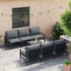 vidaXL Garden Sofa Set with Cushion 7 pcs Black Steel