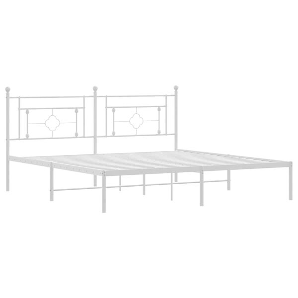 vidaXL Metal Bed Frame without Mattress with Headboard White 180x200cm