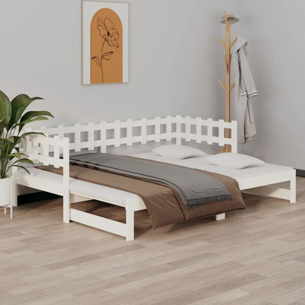 vidaXL Pull-out Day Bed without Mattress White 2x(90x190) cm