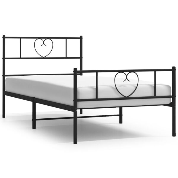 vidaXL Metal Bed Frame without Mattress with Footboard Black 90x200cm