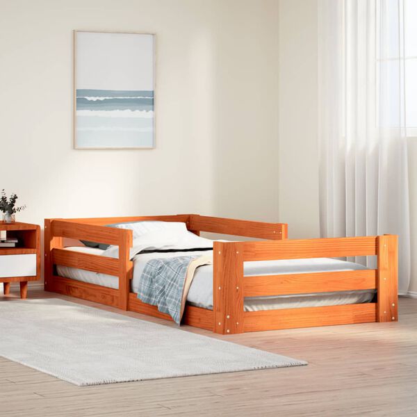 vidaXL Bed Frame without Mattress Wax Brown 90x190 cm Single Solid Wood Pine