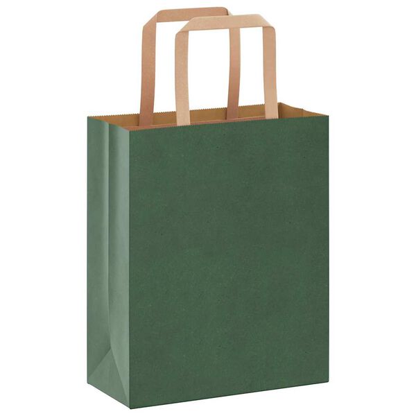 vidaXL Paper Bags 250 pcs with Handles Green 18x8x22 cm