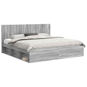 vidaXL Bed Frame with Storage and Headboard Grey Sonoma 200 x 200 cm