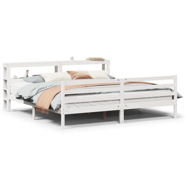 vidaXL Bed Frame with Headboard without Mattress White 200x200 cm