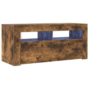 vidaXL TV Cabinet with LED Lights Smoked Oak 90x35x40 cm