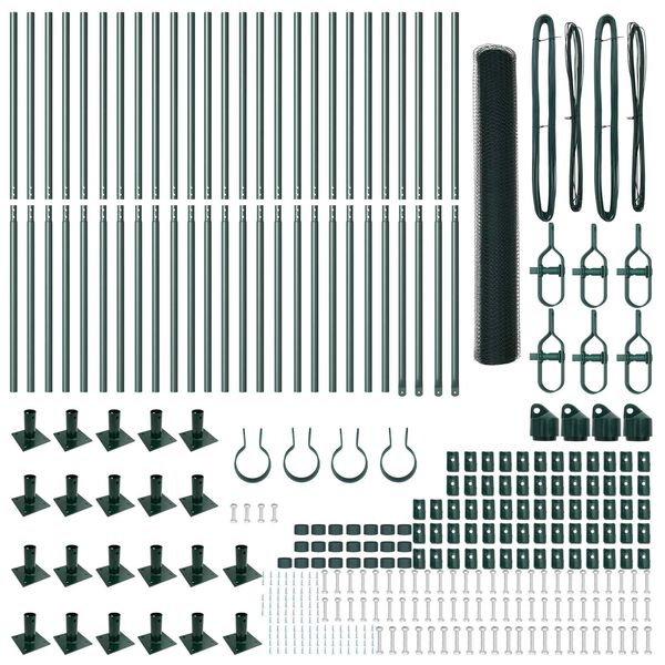 vidaXL Fence Post Green 50 x 1.2 m (25 mm mesh) Steel and PVC