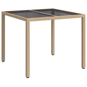 vidaXL Garden Table Beige 90 x 90 x 75 cm Poly Rattan