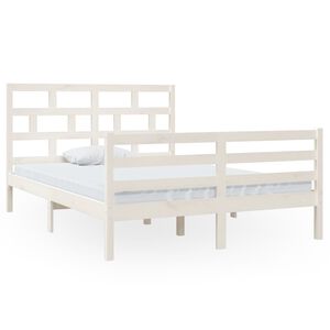 vidaXL Bed Frame without Mattress White Solid Wood 140x200 cm (810431+814195)