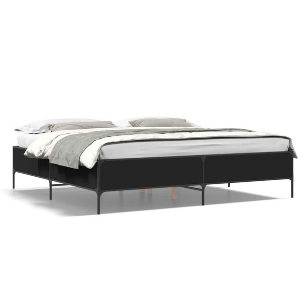 vidaXL Bed Frame without Mattress Black 180x200 cm Super King