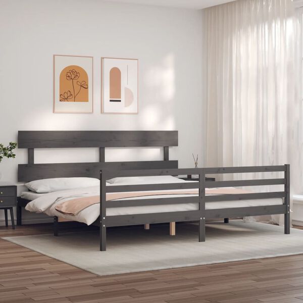 vidaXL Bed Frame without Mattress Grey 200x200 cm Solid Wood