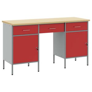 vidaXL Work Cabinet with Drawer with Lock 3 pcs Red 150 x 55 x 85 cm