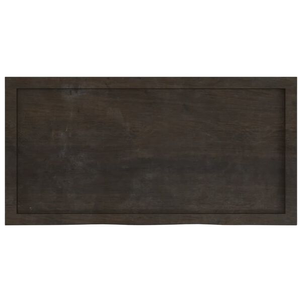 vidaXL Table Top Dark Brown 100x50x(2-4) cm Treated Solid Wood Oak