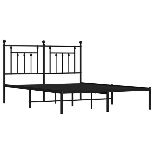 vidaXL Metal Bed Frame without Mattress with Headboard Black 140x190cm