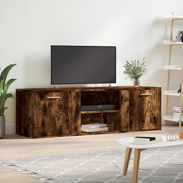 vidaXL TV Cabinet Smoked Oak 120x34x37 cm Engineered Wood