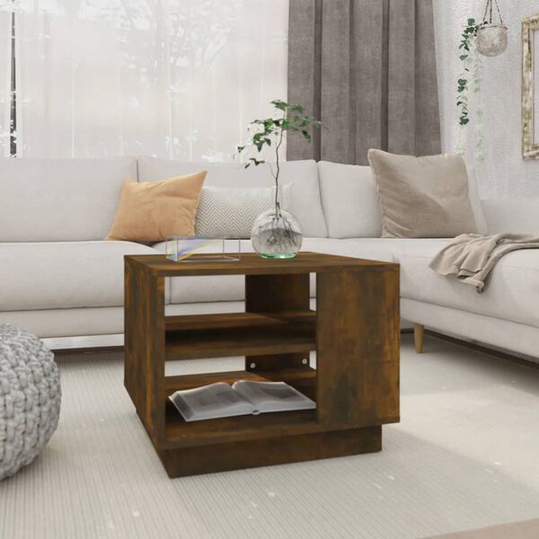 vidaXL Coffee Table Smoked Oak 55x55x43 cm Engineered Wood