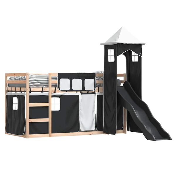 vidaXL Bunk Bed without Mattress with Slide White and Black 90x200 cm
