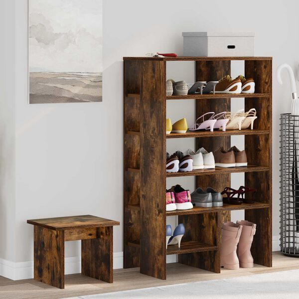 vidaXL Shoe Cabinet with Shelf 2 pcs Smoked Oak Engineered Wood