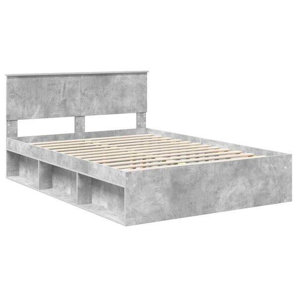 vidaXL Bed Frame Concerte Grey 135 x 190 cm Solid Pine Wood
