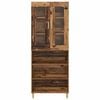 vidaXL Highboard Old Wood 69.5 x 34 x 180 cm Engineered Wood and Glass