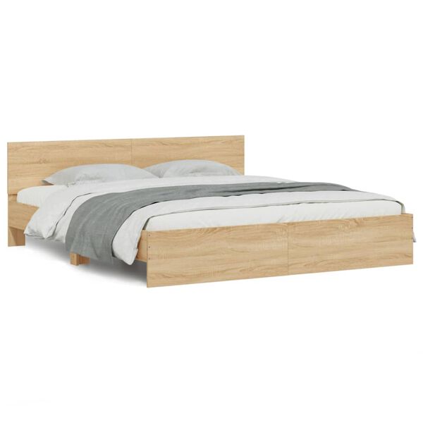 vidaXL Bed Frame with LED without Mattress Sonoma Oak 200x200 cm