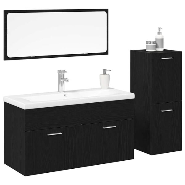 vidaXL Bathroom Furniture Set 4 pcs Black Oak 90 x 38.5 x 50 cm