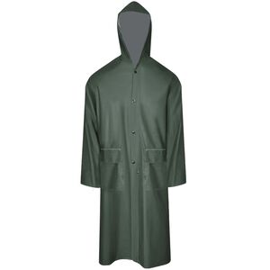 vidaXL Waterproof Heavy-duty Long Raincoat with Hood Green L