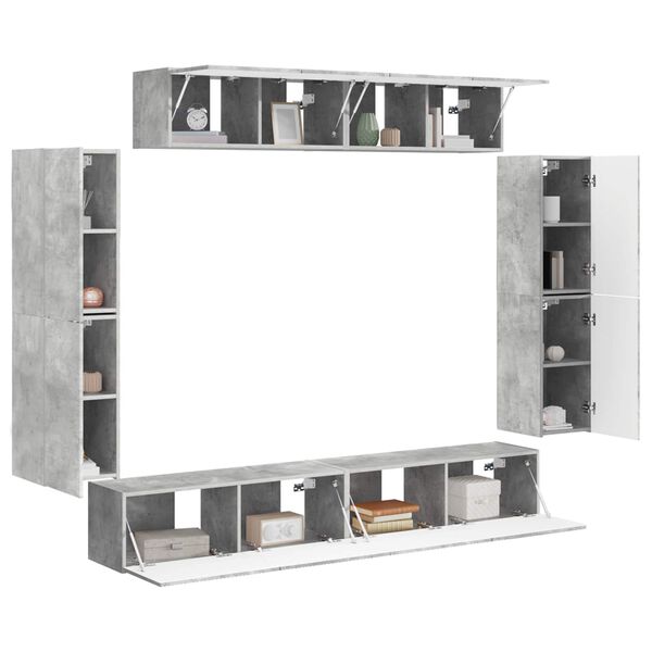 vidaXL TV Cabinet 8 pcs Concrete Grey