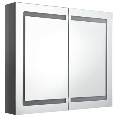 vidaXL LED Bathroom Mirror Cabinet Shining Grey 80x12x68 cm