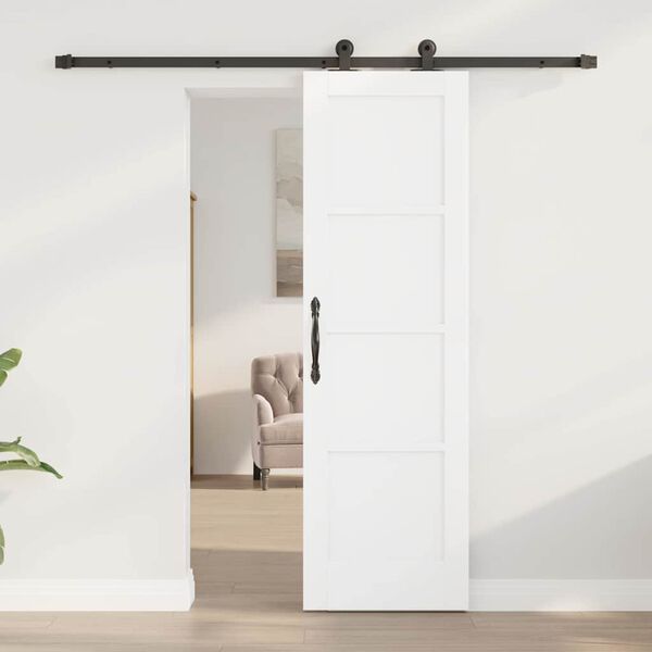vidaXL Sliding Door White and Black 61 x 198.5 cm Solid Pine Wood