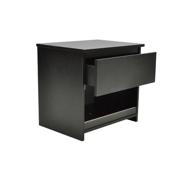 vidaXL Nightstand with One-Drawer Black 2 pcs