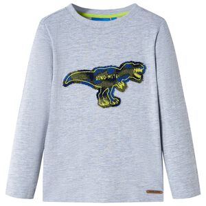 vidaXL Kids' T-shirt with Long Sleeves Grey Melange 128