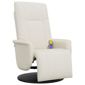 vidaXL Massage Recliner Chair with Footrest Cream Faux Leather